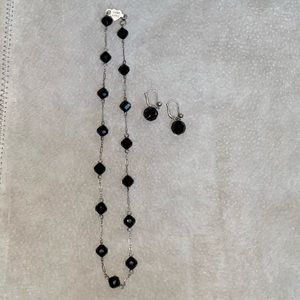 Black Crystal choker set necklace & drop earrings